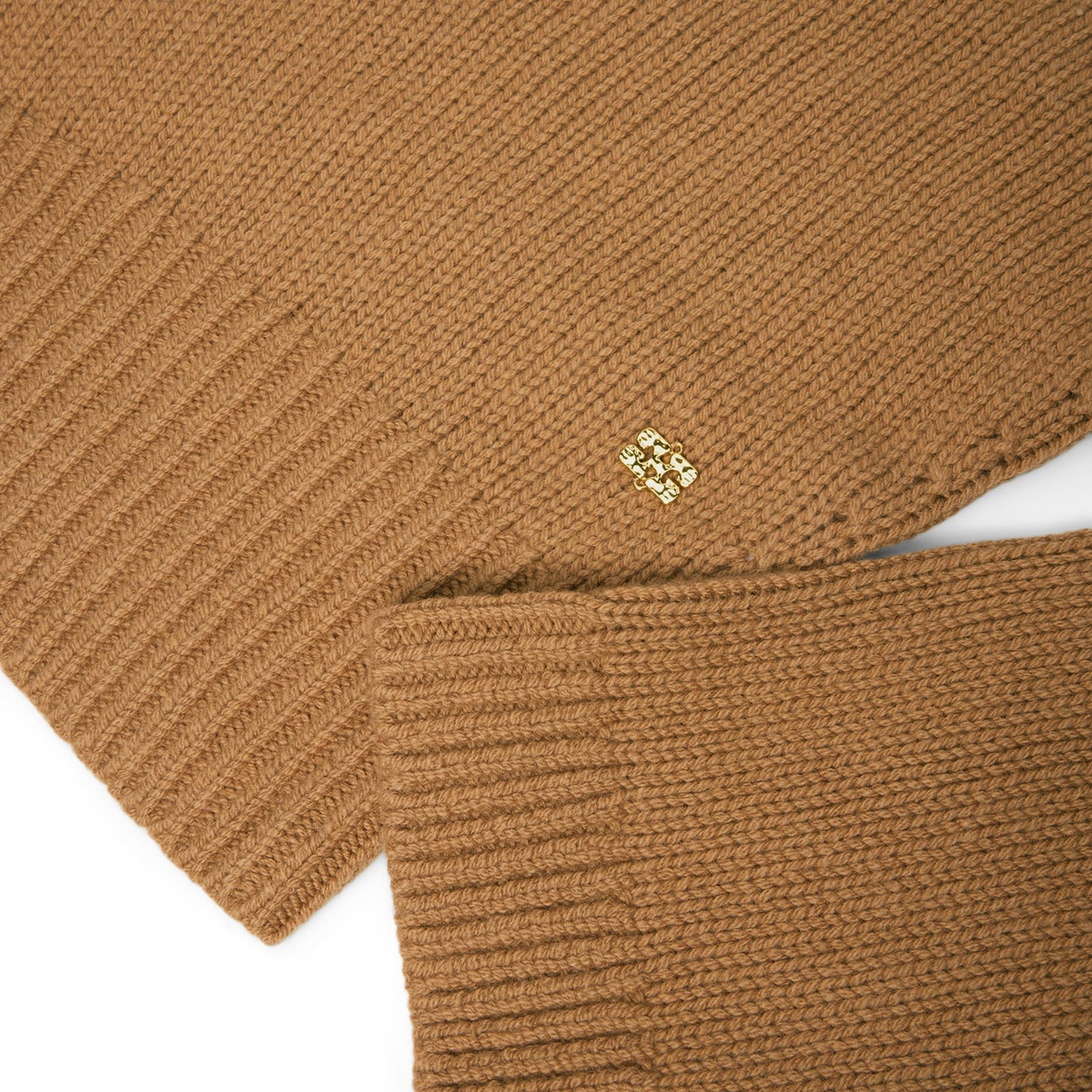 GANNI Wool Yak Mix Deep V-Neck (Tiger's Eye)