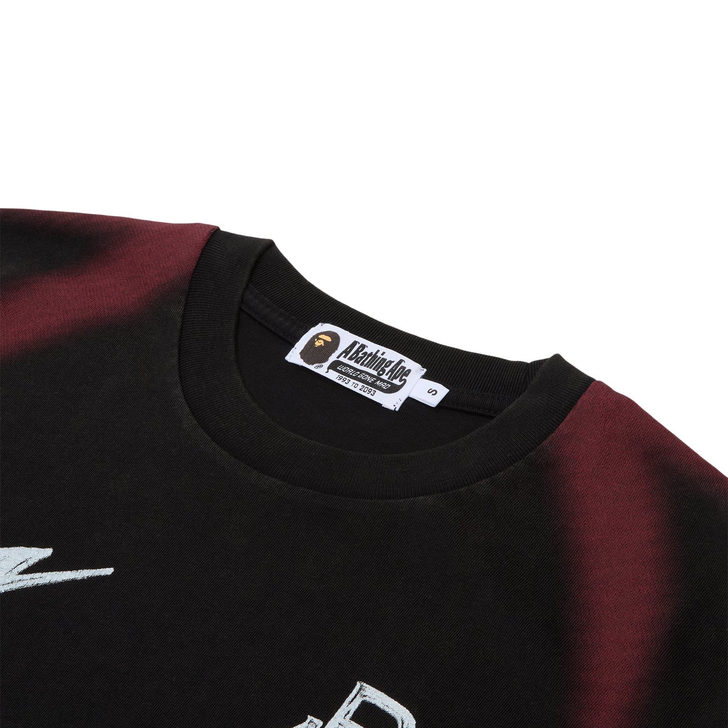 A Bathing Ape Heavy Wash Hand Draw Football Multi Logo Relaxed Fit Tee M (Black)