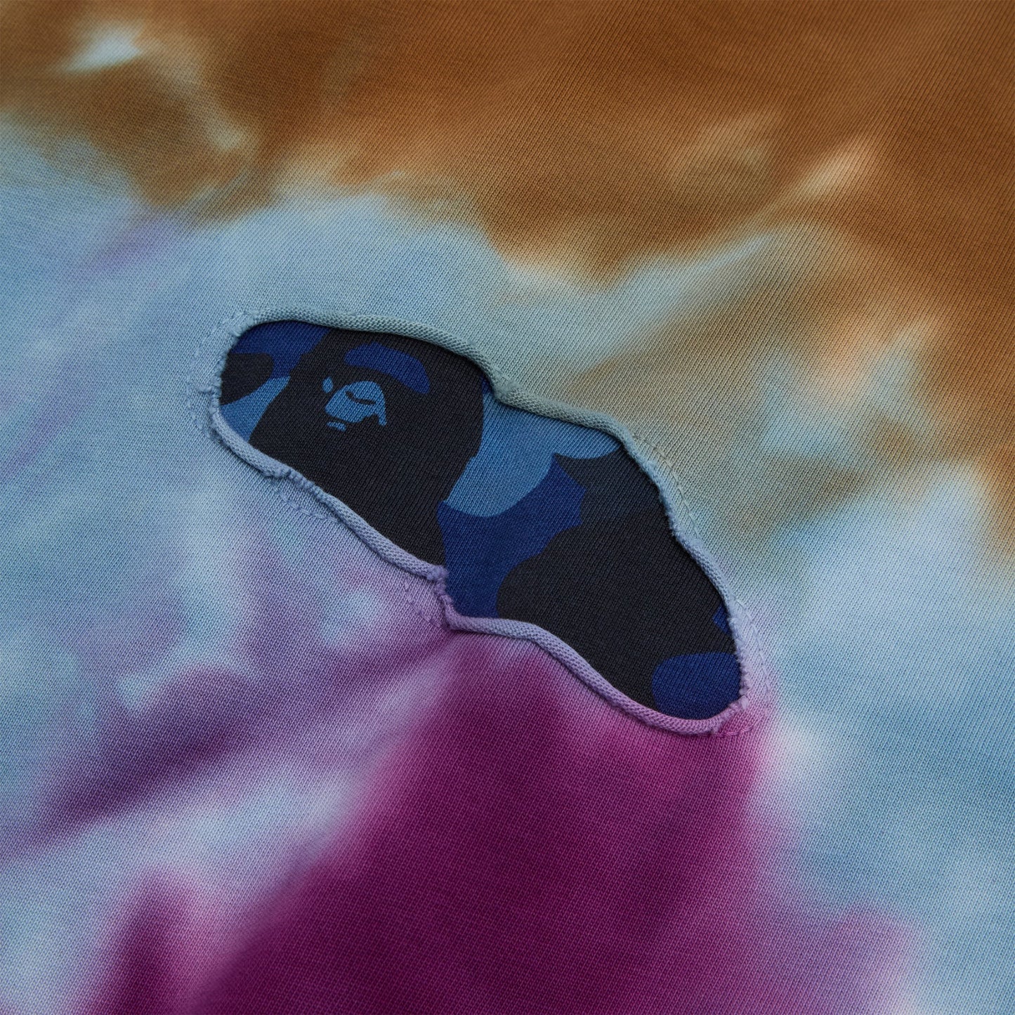 A Bathing Ape Color Camo Tie Dye Destroyed Multi Logo Relaxed Fit Tee M (Black)