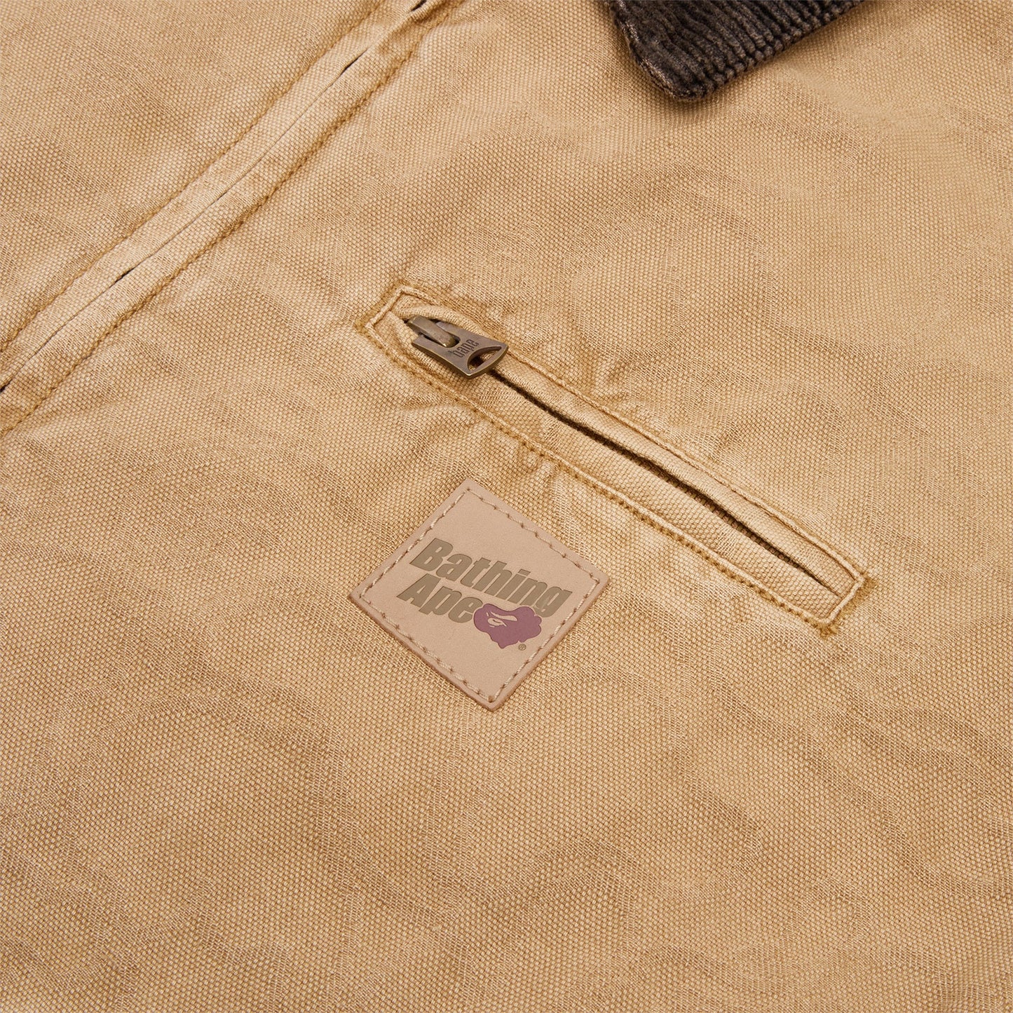 A Bathing Ape Line Camo Jacquard Garment Dyed Padded Work Jacket (Beige)