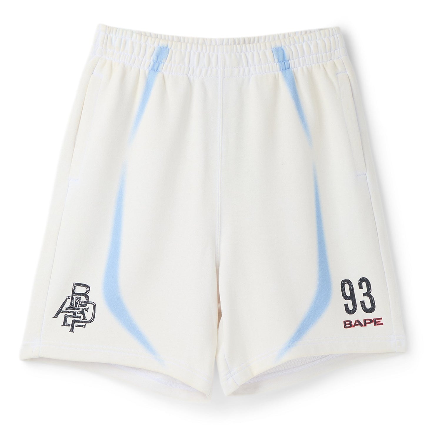 A Bathing Ape Heavy Wash Hand Draw Football Logo Relaxed Fit Sweat Shorts M (White)