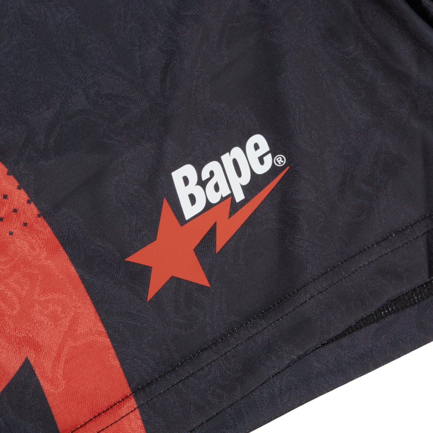 A Bathing Ape Ape Flame Monogram Jacquard Relaxed Fit Football Shorts M (Black)