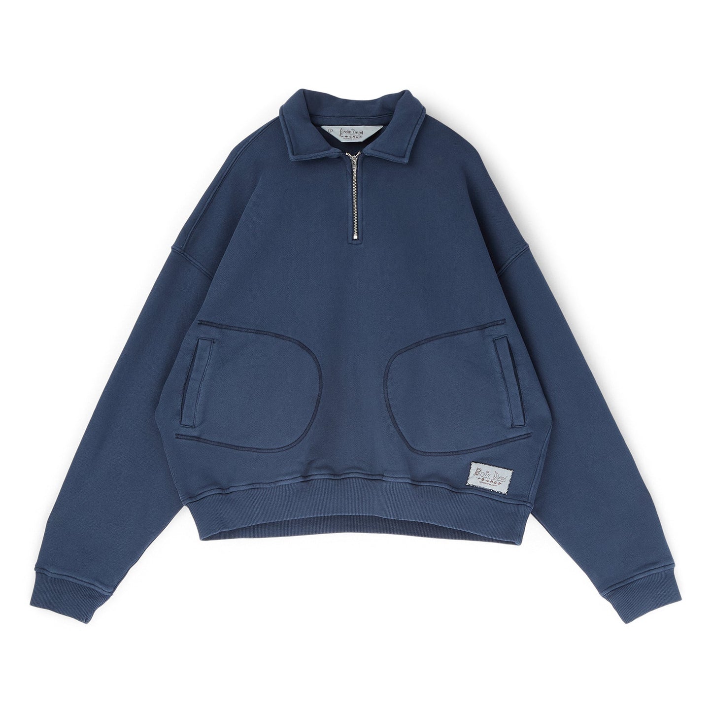 Brain Dead Half Zip Collared Sweatshirt (Midnight)