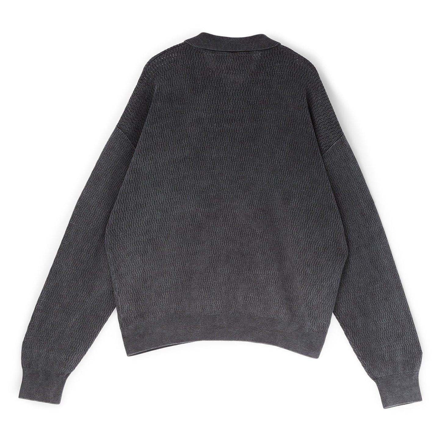 Brain Dead Pigment Dye Long Sleeve Polo Sweater (Ink)