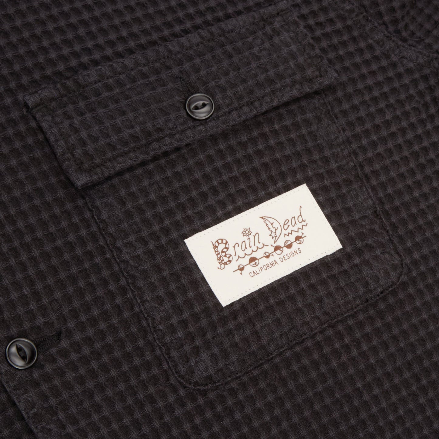 Brain Dead Waffle Button Front Shirt (Black)