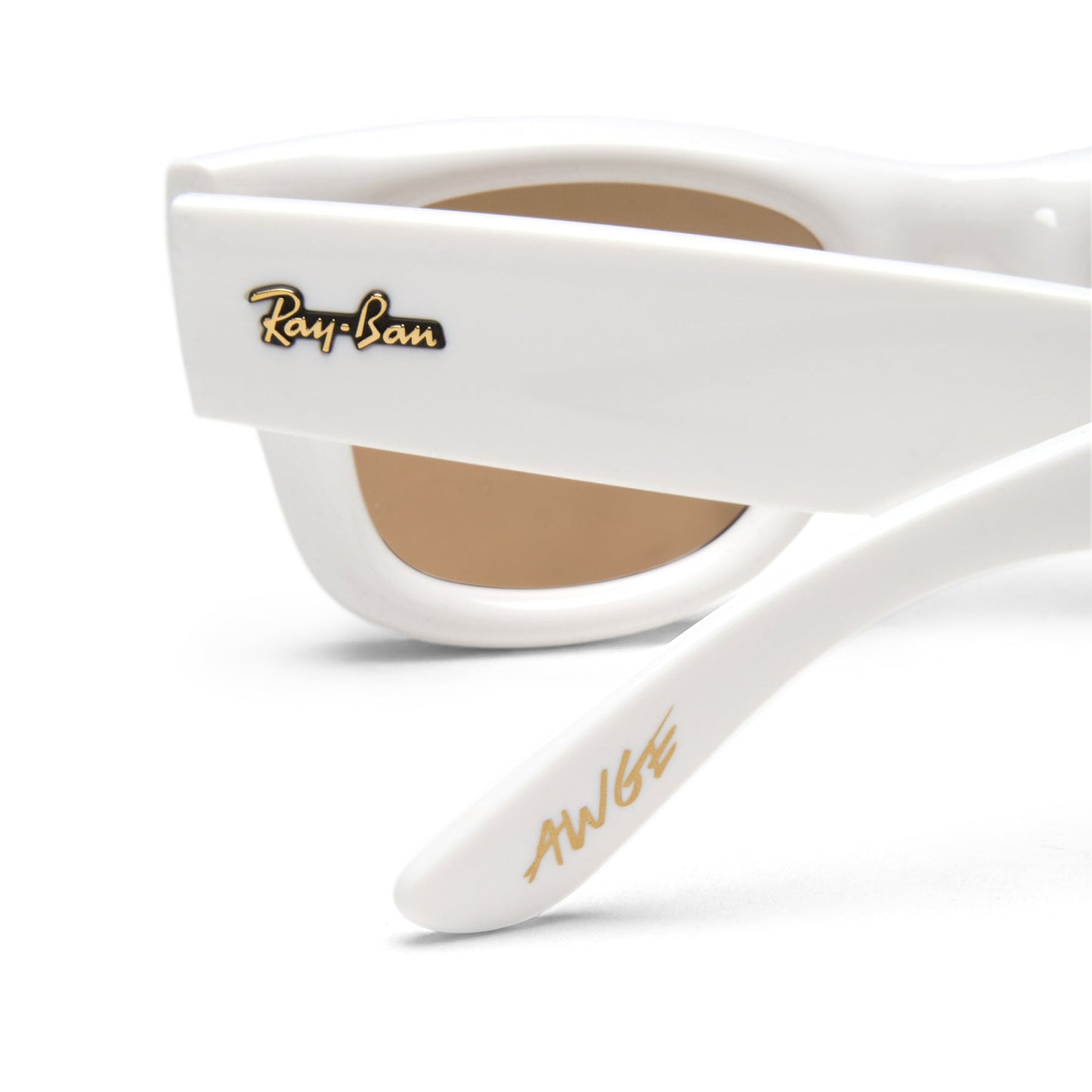 A$AP Rocky x Ray-Ban Wayfarer Puffer (White/Dark Brown Mirror Rose Gold)