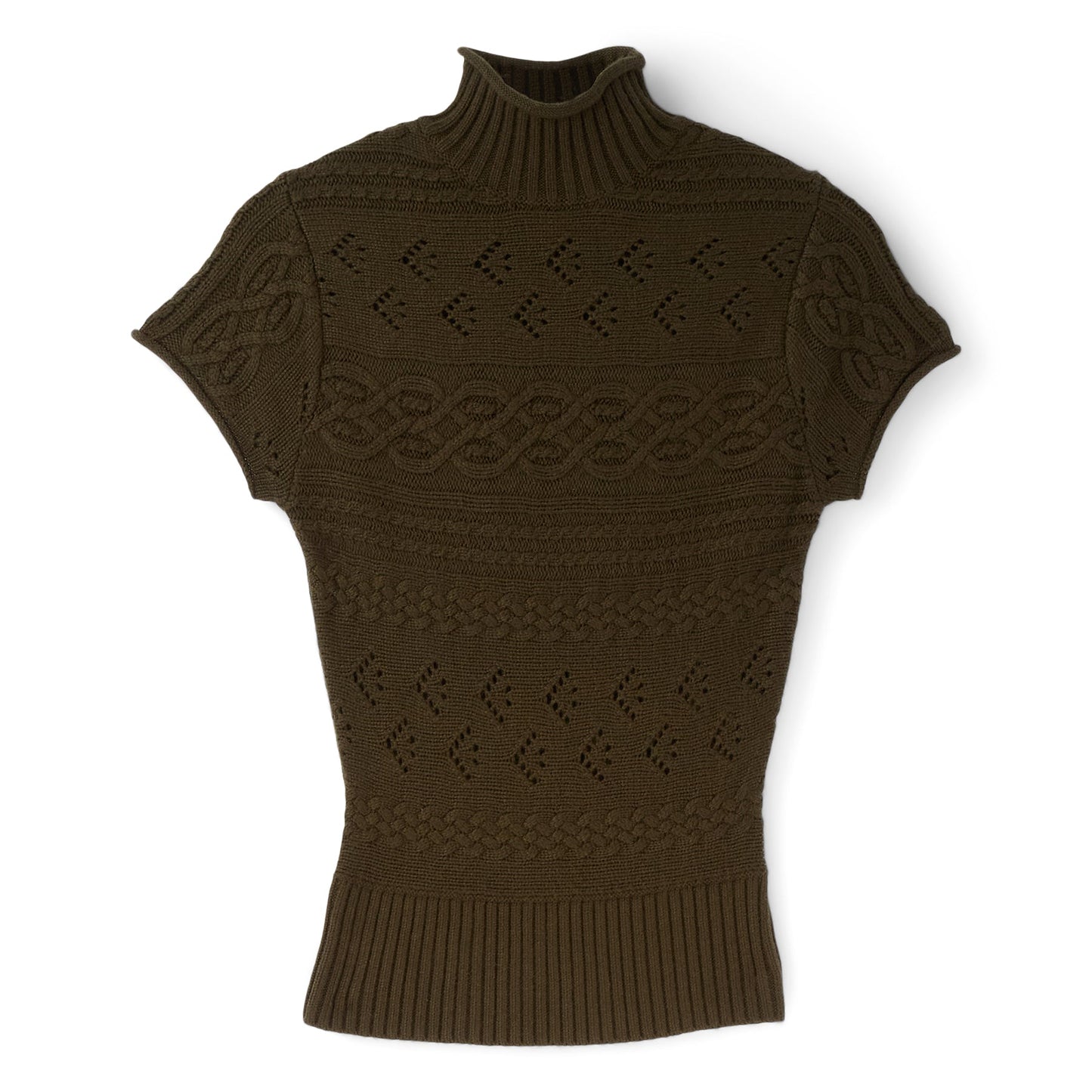 Danielle Guizio Vivienne Short Sleeve Turtleneck (Dark olive)