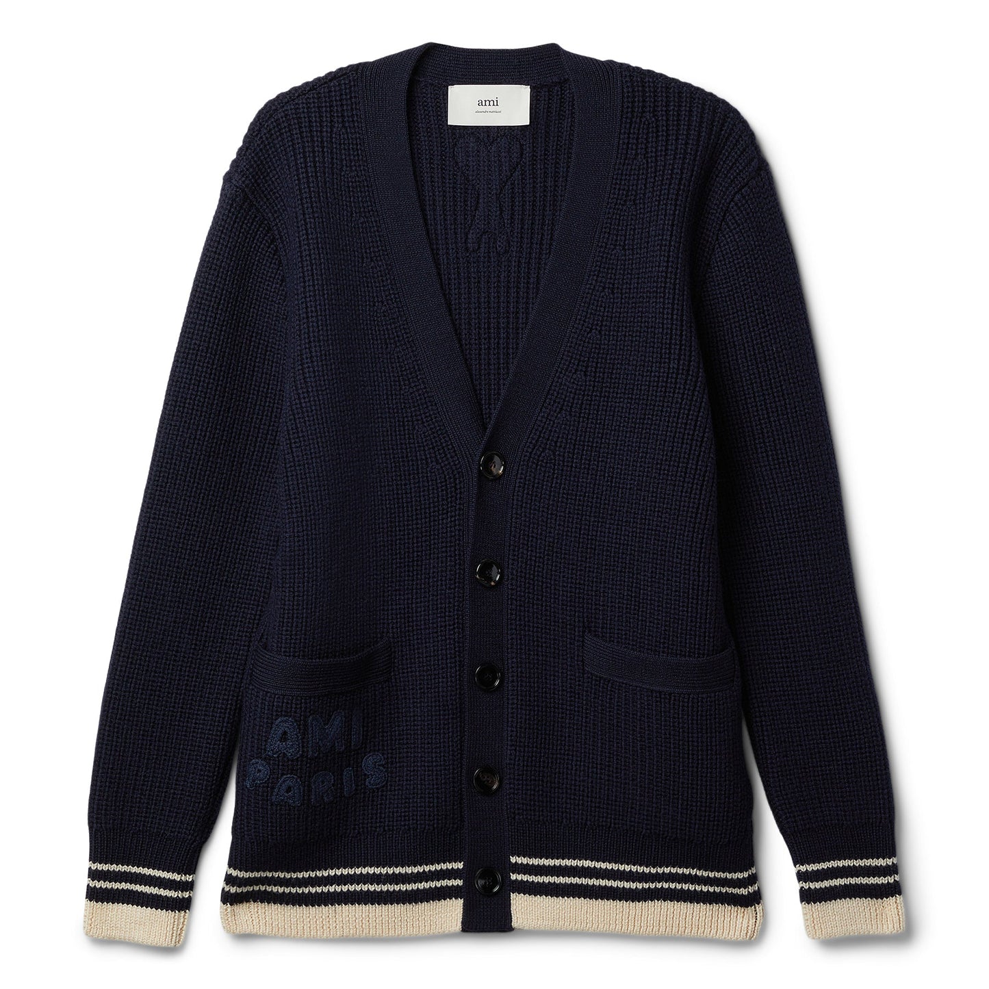 AMI Ribbed Cardigan (Navy blue)