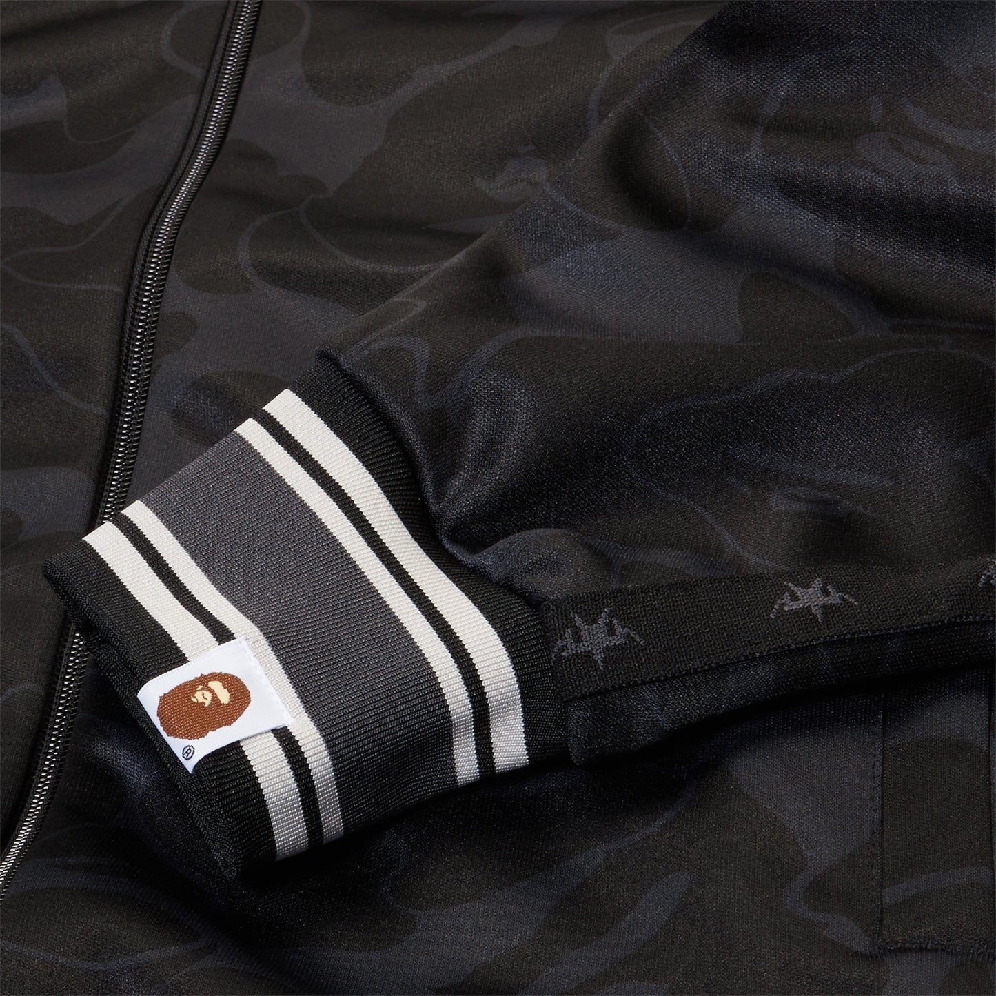 A Bathing Ape Solid Camo Bathing Ape Logo Relaxed Fit Track Jacket (Black)