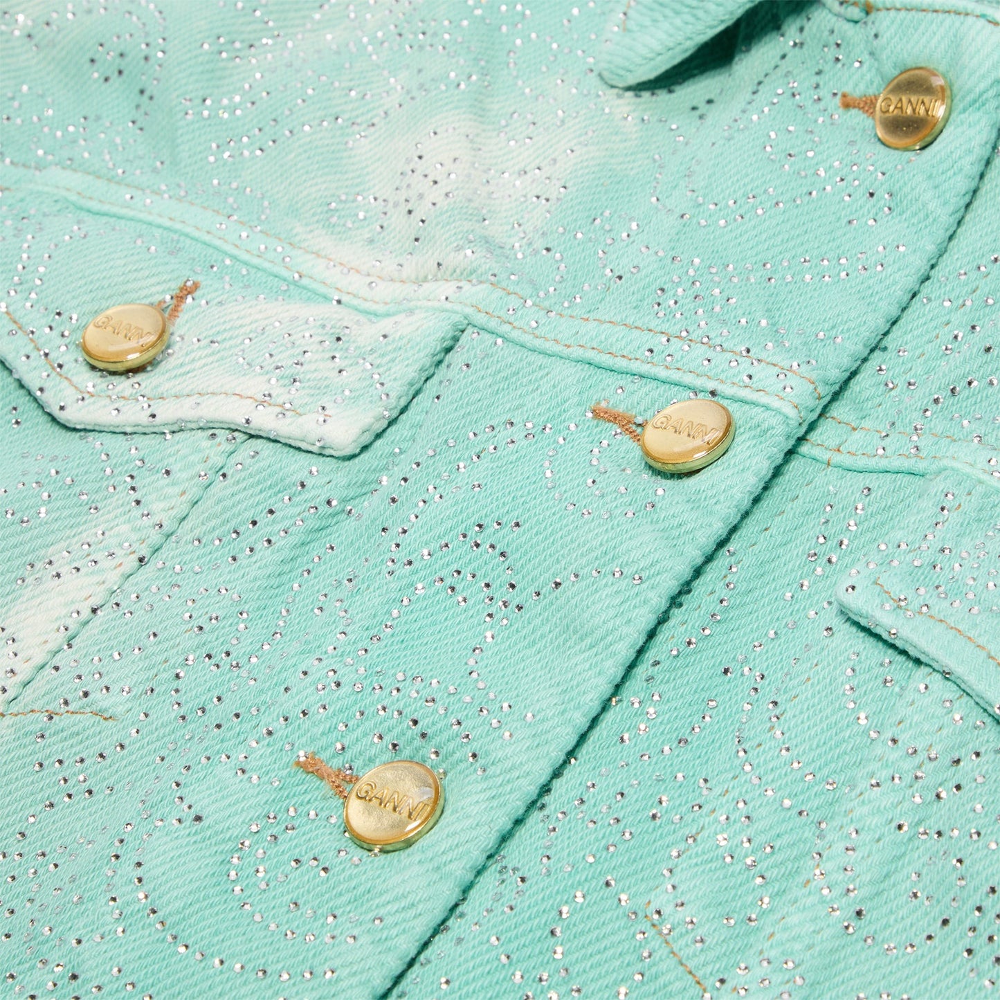 GANNI Overdyed Heavy Denim Cropped Jacket (Brook Green)