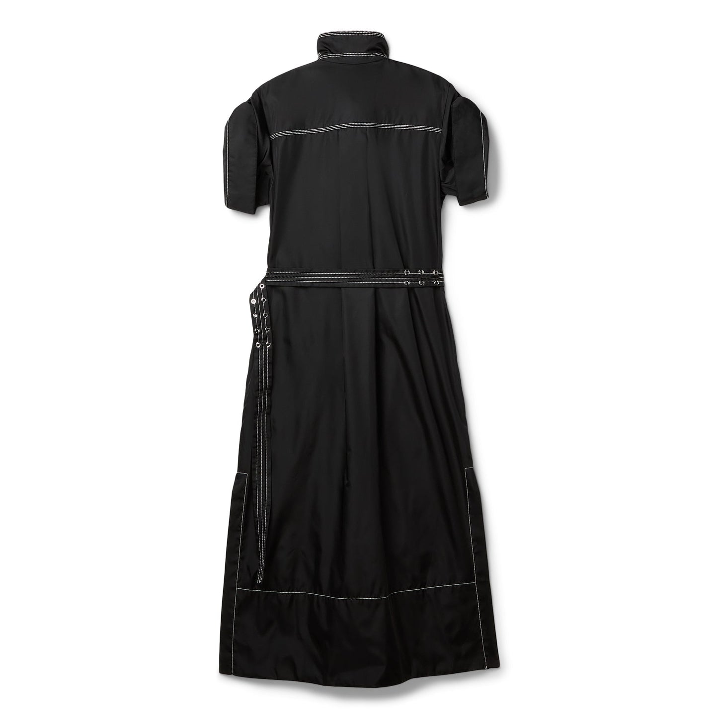 GANNI Duchesse Nylon Cowl Neck Long Dress (Black)