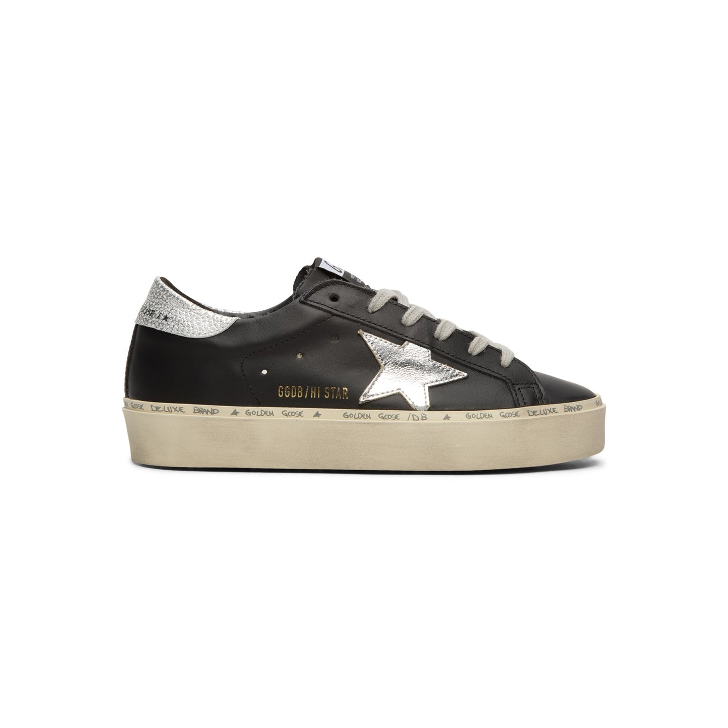 Golden Goose Hi Star Leather Upper Laminated Star (Black/Silver)