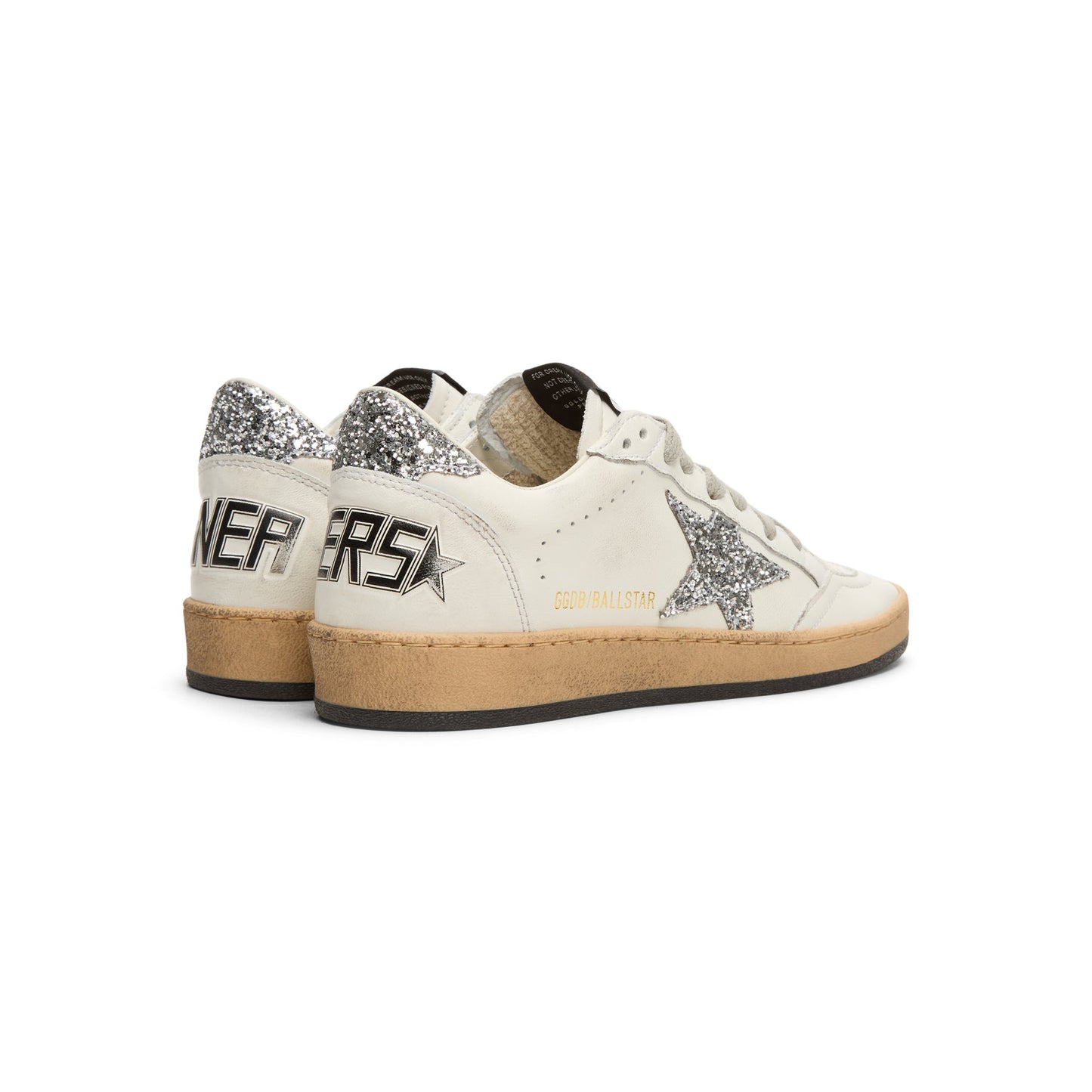 Golden Goose Ballstar Nappa Upper And Spur Glitter (White/ Silver)