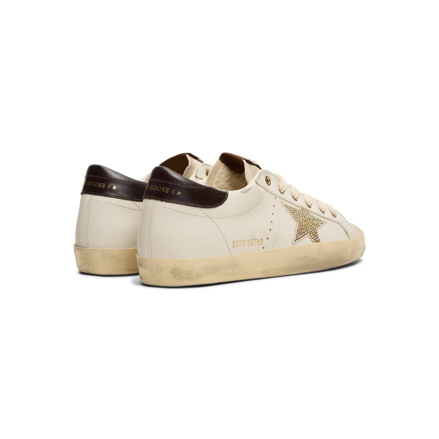 Golden Goose Super-Star Leather Upper Star And Heel (White/Coffee Brown/Seedpearl)