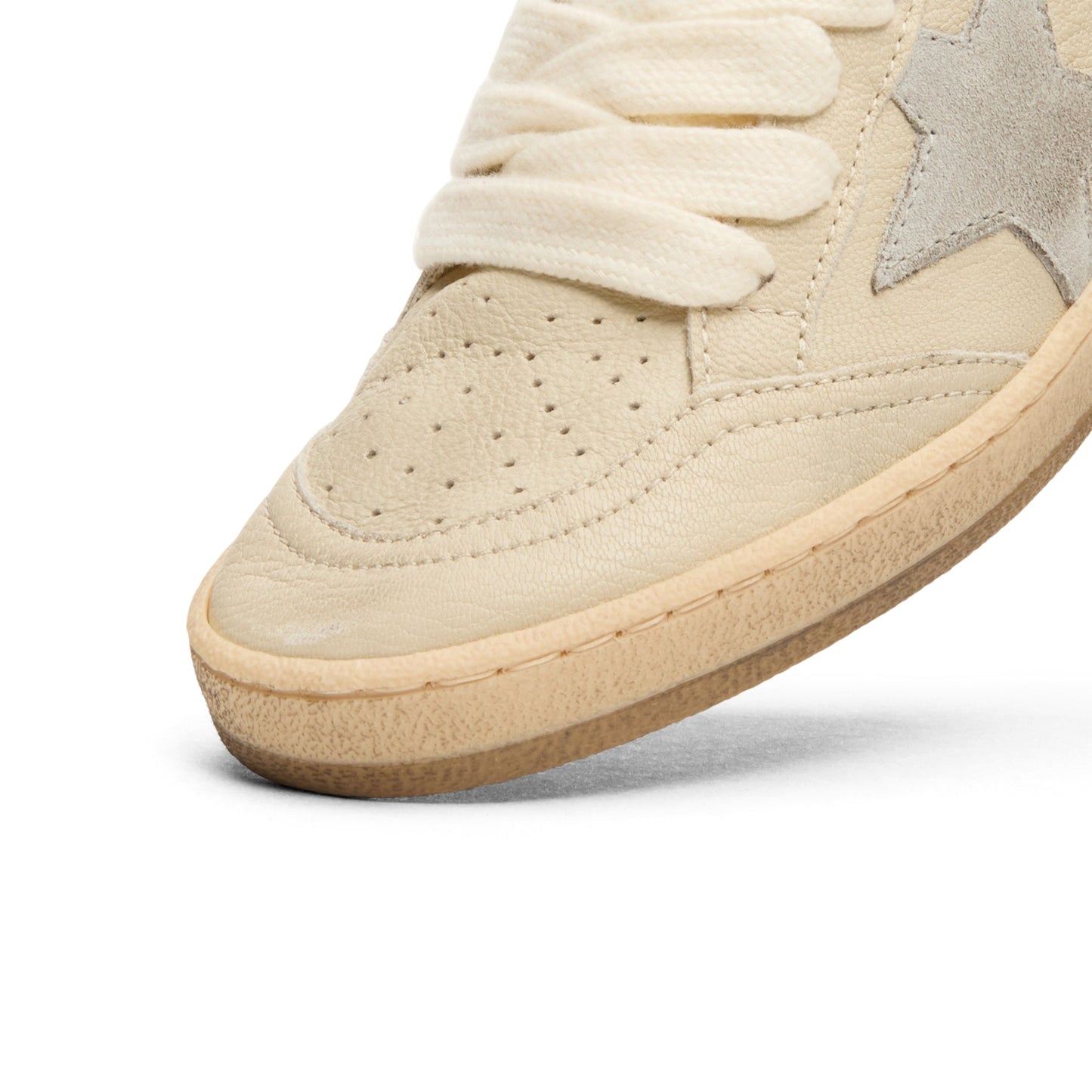 Golden Goose Ballstar Nappa And Glitter Leather Upper (Cream/Light Grey/Grey)