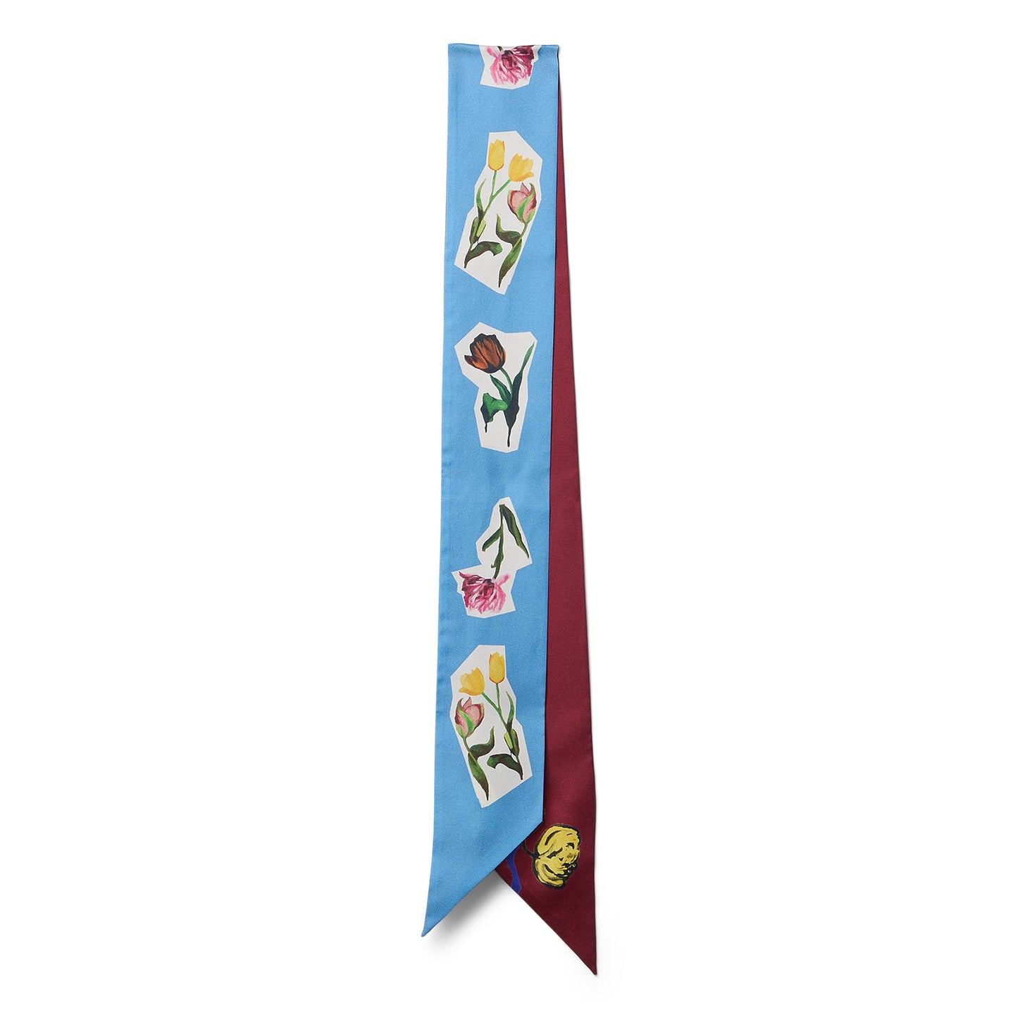 MARNI Flower Collage Blue Silk Scarf (Orange)