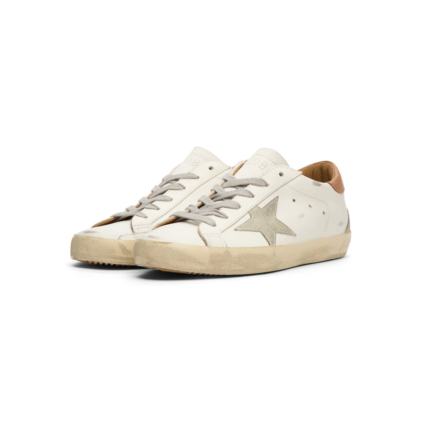 Golden Goose Super-Star Leather Upper And Heel Suede (White/Ice/Light Brown)