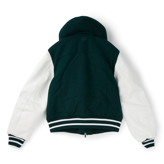 3.Paradis Flying Dove Pillow Neck Varsity Jacket (Green)