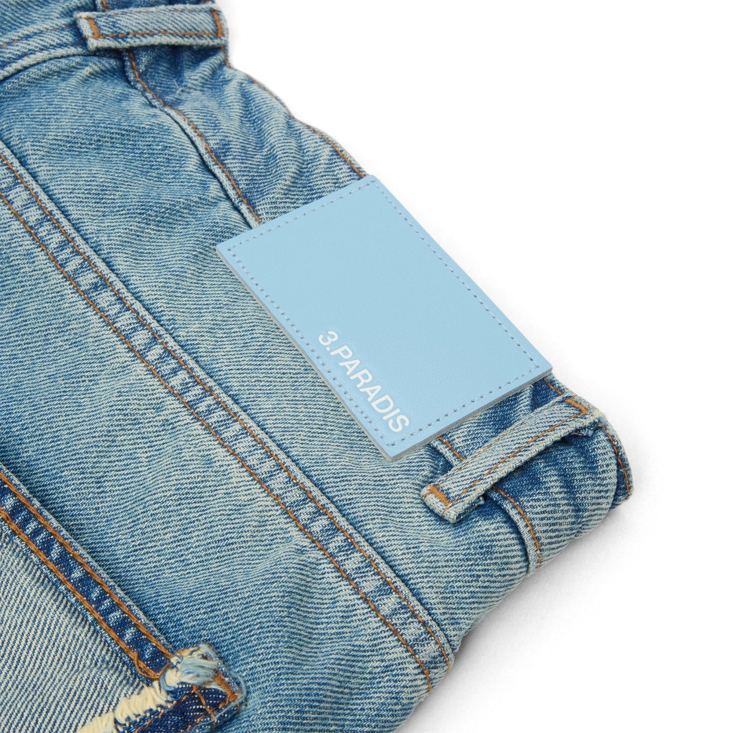 3.Paradis Wide Leg Padded Jeans (Washedblue)