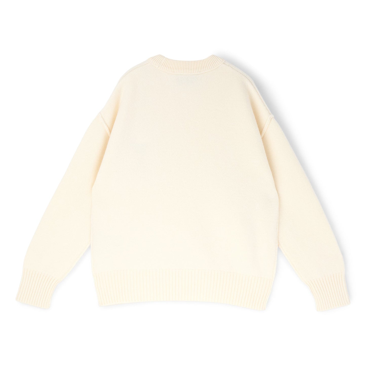 AMI Crewneck Sweater With Contrasted AMI De Coeur (Ecru/Rouge)