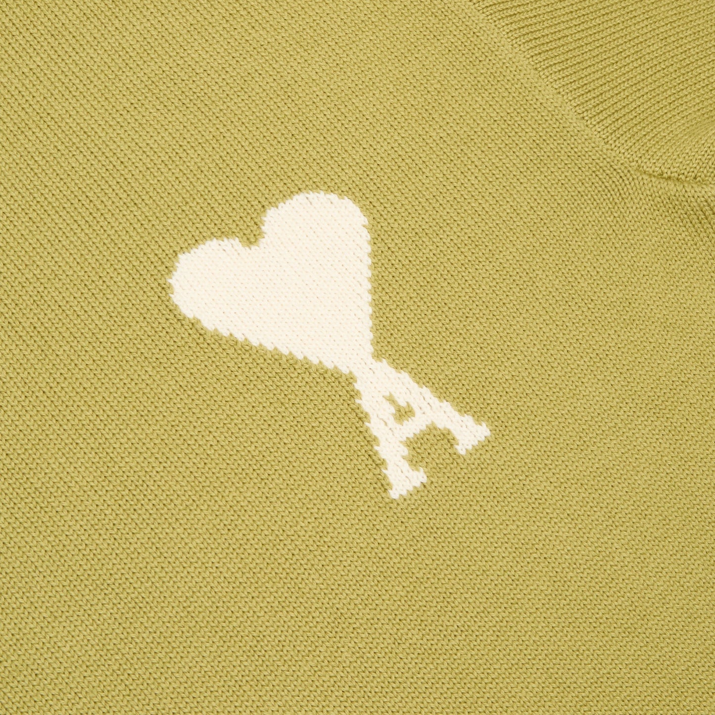 AMI Crewneck Sweater With Contrasted AMI De Coeur (Matcha/Ecru)